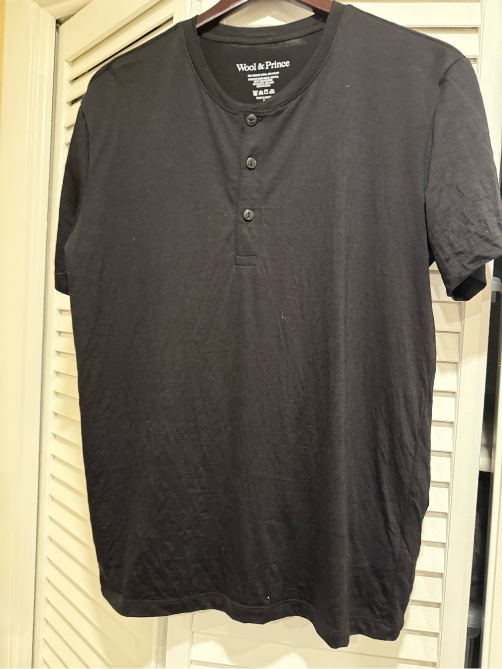 Wool & Prince Black Short-Sleeve Henley Tee